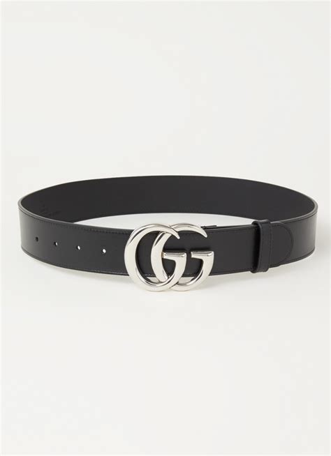 Gg buckle riem leer Gucci zwart maat 75 cm in Leer 